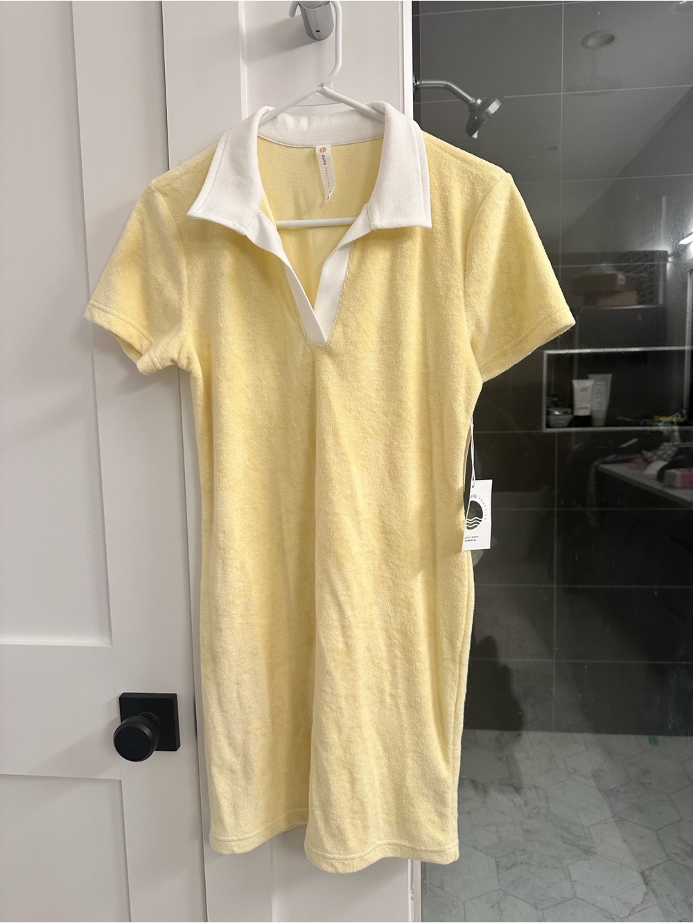 Anthropologie Yellow Terry Polo Dress with White Collar